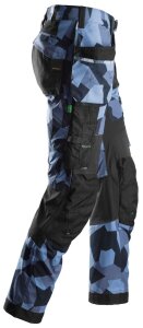 6902 Snickers FlexiWork Arbeitshose, mit Holstertaschen - 8604 camuflageblau-schwarz - 104 (Kurzgrösse: -6cm Beinlänge)