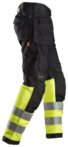 6233 Pantalon Snickers AllroundWork HV + HP CL1 - 0466 noir-jaune - 064 (taille standard)