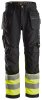 6233 Pantaloni Snickers AllroundWork HV + HP CL1 - 0466 nero-giallo - 104 (taglia corta: lunghezza gamba -6 cm)