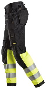 6233 Snickers AllroundWork HV Hose+ HP CL1 - 0466 schwarz-gelb - 116 (Kurzgrösse: -6cm Beinlänge)