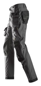 6923 Snickers FlexiWork, pantaloni da lavoro per posatori di pavimenti + tasche a fondina - 5804 grigio acciaio-nero - 054 (taglia standard)