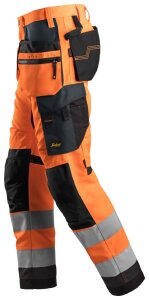 6230 Snickers AllroundWork, High-Vis Arbeitshose+ mit HT, Klasse 2 - 5558 orange-stahlgrau - 100 (Kurzgrösse: -6cm Beinlänge)