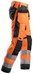 6230 Snickers AllroundWork, High-Vis Arbeitshose+ mit HT, Klasse 2 - 5558 orange-stahlgrau - 100 (Kurzgrösse: -6cm Beinlänge)