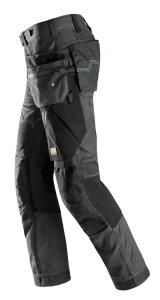6902 Pantaloni da lavoro Snickers FlexiWork, con tasche a fondina - 5804 grigio acciaio-nero - 104 (taglia corta: -6 cm di lunghezza gamba)