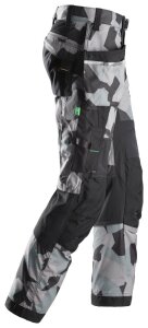 6902 Snickers FlexiWork Arbeitshose, mit Holstertaschen - 8704 camuflagegrau-schwarz - 088 (Kurzgrösse: -6cm Beinlänge)