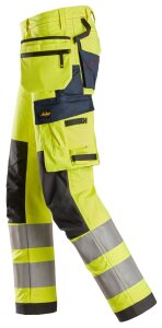 6268 Snickers ProtecWork Stretch Pants with Holster Pockets, High-Vis Class 2, Loose Fit