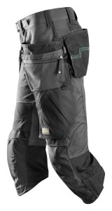 6905 Snickers FlexiWork pirate pants, with holster pockets - 5804 steel gray-black - 100 (short size: -6 cm inseam)